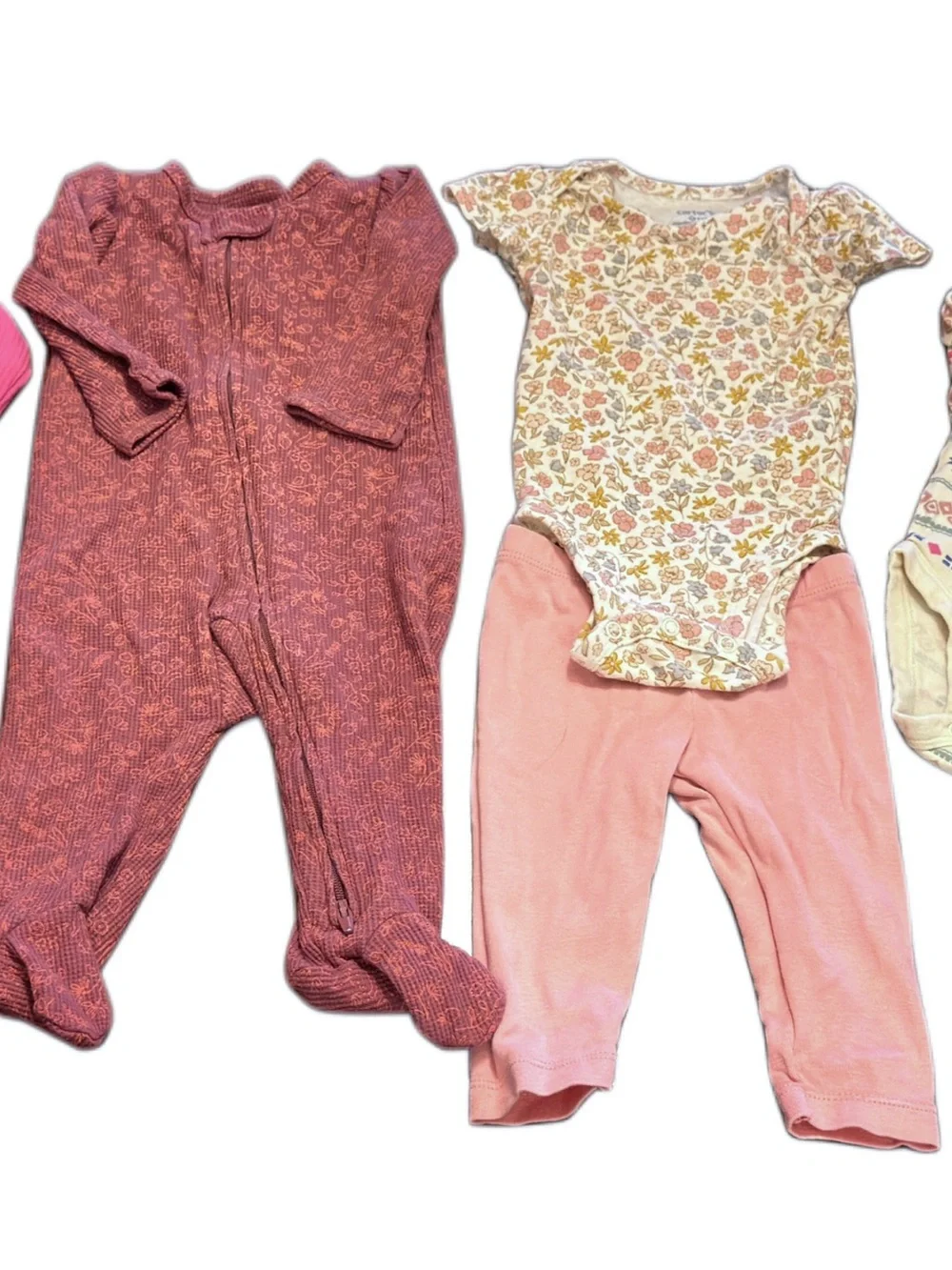 Carter's Gray Floral Hooded One-Piece and 2 Assorted Floral Sleepers